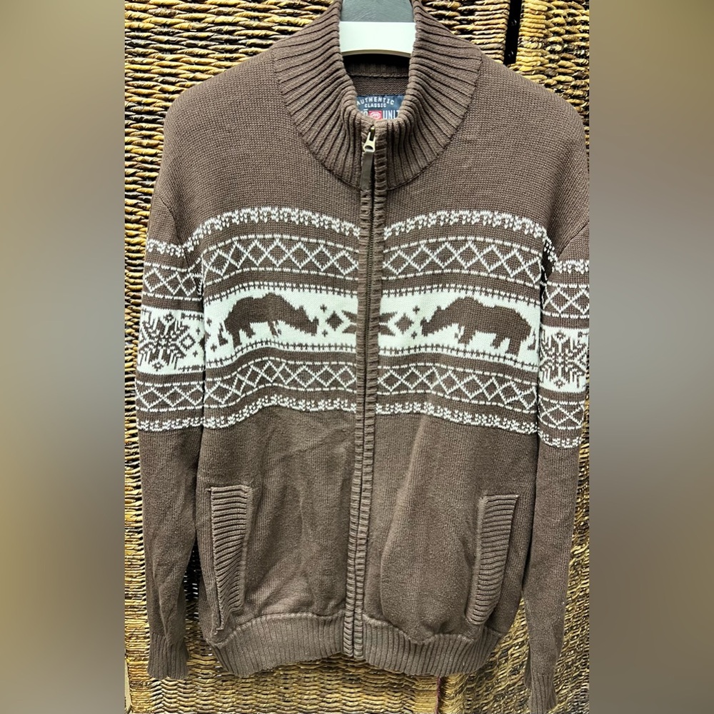 Ecko‎ Unltd., Men’s XLarge, Brown/Cream- Full Zip Sweater